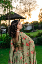 Load image into Gallery viewer, Pista Green Printed & Embroidered Lehenga Set