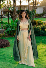 Load image into Gallery viewer, Forest Green Embroidered Drape Skirt Set