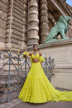 Load image into Gallery viewer, Neon Yellow Sequin Lehenga Set