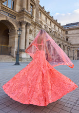 Load image into Gallery viewer, Neon Peach Sequin Lehenga Set