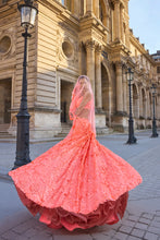 Load image into Gallery viewer, Neon Peach Sequin Lehenga Set