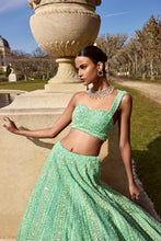 Load image into Gallery viewer, Sea Green Sequin Lehenga Set