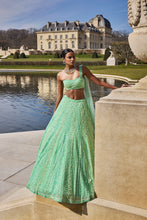 Load image into Gallery viewer, Sea Green Sequin Lehenga Set