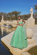 Load image into Gallery viewer, Sea Green Sequin Lehenga Set