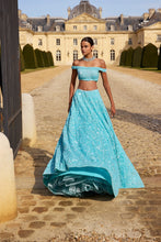 Load image into Gallery viewer, Turquoise Sequin Lehenga Set
