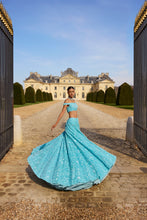 Load image into Gallery viewer, Turquoise Sequin Lehenga Set