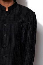 Load image into Gallery viewer, Black Embroidered Long Jacket Set