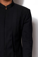 Load image into Gallery viewer, Black Layered Embroidered Bandhgala Set