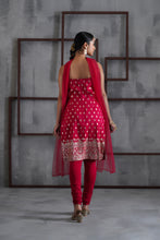 Load image into Gallery viewer, Fuchsia kurti, churidar and chhoker dupatta