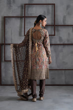 Load image into Gallery viewer, Brown brocade kurti, churidar and dupatta