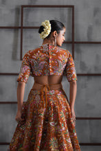 Load image into Gallery viewer, Mustard printed blouse, lehenga and dupatta