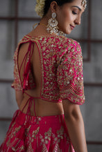 Load image into Gallery viewer, Fuchshia embroidered blouse, lehenga and dupatta