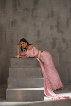 Load image into Gallery viewer, Red embroidered anarkali, tulip pants and dupatta