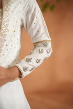 Load image into Gallery viewer, Ivory embroidered bustier, lehenga and short jacket