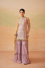 Load image into Gallery viewer, Mauve ready fabric Kurti, garara and mustard dupatta