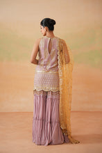 Load image into Gallery viewer, Mauve ready fabric Kurti, garara and mustard dupatta
