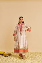 Load image into Gallery viewer, Nargis - Dabka Zardozi Embroidered Rich Banarasi Kalidaar Daisy Ivory Long Chauga Set