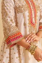 Load image into Gallery viewer, Nargis - Dabka Zardozi Embroidered Rich Banarasi Kalidaar Daisy Ivory Long Chauga Set