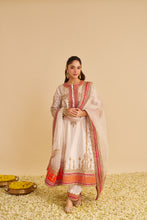 Load image into Gallery viewer, Nargis - Dabka Zardozi Embroidered Rich Banarasi Kalidaar Daisy Ivory Long Chauga Set