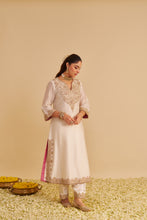 Load image into Gallery viewer, Areefa - Dabka Zardozi Embroidered Rich Banarasi Daisy Ivory Suit & Salwar