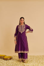 Load image into Gallery viewer, Anaiza - Dabka Zardozi Embroidered Purple Long Kurta & Palazzo with Dupatta