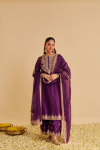 Load image into Gallery viewer, Anaiza - Dabka Zardozi Embroidered Purple Long Kurta & Palazzo with Dupatta