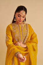 Load image into Gallery viewer, Anaiza - Dabka Zardozi Embroidered Mustard Long Kurta & Palazzo with Dupatta