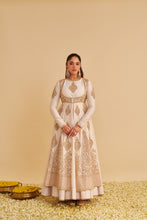 Load image into Gallery viewer, Zainah - Dabka Zardozi Embroidered Silk Daisy Ivory Anarkali Set