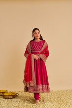 Load image into Gallery viewer, Noor - Dabka Zardozi Embroidered Chanderi Silk Hotpink Anarkali Set