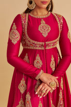 Load image into Gallery viewer, Zainah - Dabka Zardozi Embroidered Silk Hotpink Anarkali Set