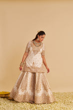 Load image into Gallery viewer, Alina - Dabka Zardozi Embroidered Silk Daisy Ivory Sharara Set