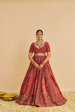 Load image into Gallery viewer, Mahanoor - Dabka Zardozi Embroidered Pure Silk Red Bridal Lehenga Set