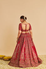 Load image into Gallery viewer, Mahanoor - Dabka Zardozi Embroidered Pure Silk Red Bridal Lehenga Set