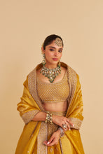 Load image into Gallery viewer, Aashina - Dabka Zardozi Embroidered Pure Tissue Mustard Lehenga Set