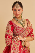 Load image into Gallery viewer, Sanaa - Dabka Zardozi Embroidered Raw Silk Red Bridal Lehenga Set
