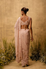 Load image into Gallery viewer, Pastel pink Pre-stitched hand embroidered organza saree set