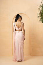 Load image into Gallery viewer, Baby pink pre-stitched drape saree.