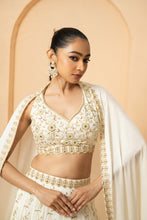 Load image into Gallery viewer, Ivory mirror lehenga set