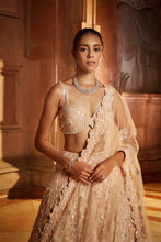Load image into Gallery viewer, PEACH TULLE LEHENGA CHOLI DUPATTA SET