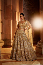 Load image into Gallery viewer, GOLD TULLE LEHENGA CHOLI SET