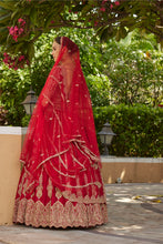 Load image into Gallery viewer, CARDINAL RED RAW SILK LEHENGA