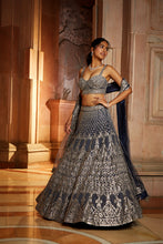 Load image into Gallery viewer, MIDNIGHT BLUE TULLE LEHENGA CHOLI SET