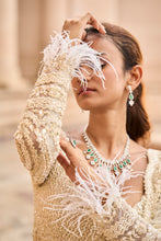 Load image into Gallery viewer, IVORY TULLE LEHENGA CHOLI DUPATTA SET WITH AN OPTIONAL VEIL