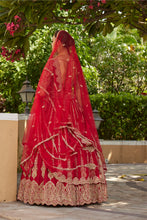 Load image into Gallery viewer, CARDINAL RED RAW SILK LEHENGA