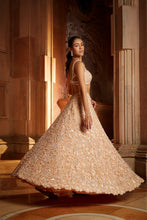 Load image into Gallery viewer, PEACH TULLE LEHENGA CHOLI DUPATTA SET