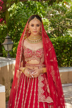 Load image into Gallery viewer, CARDINAL RED RAW SILK LEHENGA