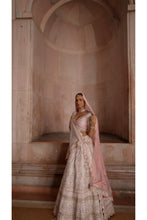 Load image into Gallery viewer, IVORY TAFETTA LEHENGA CHOLI SET WITH TWO TULLE DUPATTAS