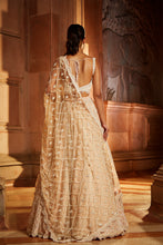 Load image into Gallery viewer, NUDE PINK TULLE LEHENGA CHOLI DUPATTA SET WITH WORKED BELT