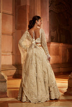 Load image into Gallery viewer, IVORY TULLE LEHENGA CHOLI DUPATTA SET WITH AN OPTIONAL VEIL