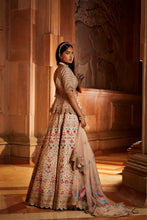 Load image into Gallery viewer, BLUSH PINK RAW SILK LEHENG WITH A PEPLUM TOP AND TULLE DUPATTA